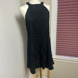 Altar’d State Dress sz L black lace overlay sleeveless high neck Goth LBD classy